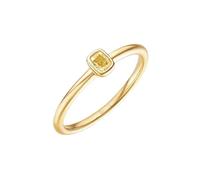 Stfery Alliance en or jaune 9 K/14 K/18 carats, bague solitaire empilable classique pour femme avec lunette carrée en diamant naturel 0,2 ct en or véritable personnalisé, 7, Métal, Diamant