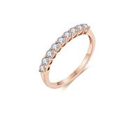 Stfery Alliance en or rose 9 K/14 K/18 carats, bague demi-éternité élégante pour elle, bagues d'anniversaire avec diamants naturels ronds 0,35 ct en or personnalisé, 7, Métal, Diamant
