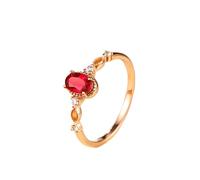 Stfery Alliance en or rose 9 K/14 K/18 carats en rubis créé, bague ovale ajourée vintage pour femme avec rubis cultivé en laboratoire 0,7 ct et moissanite en or véritable personnalisé, 6.5, Métal