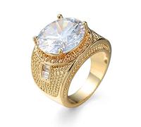 Stfery Alliance Femme Plaqué Or, Anneau Cristal Rond Bague Zirconium Blanc pour Anniversaire La Saint Valentin, Taille 54