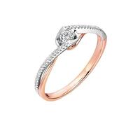 Stfery Alliances en or 18 carats et platine, élégante bague torsadée bicolore pour femme, bague déclaration en or rose avec diamants naturels 0,17 ct personnalisée, 10, Métal, Diamant