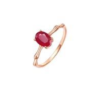 Stfery Alliances en or 9K/14K/18K en rubis créé, bague solitaire ovale classique pour elle, bague de promesse avec rubis cultivé en laboratoire or rose 1 ct personnalisé, 6, Métal, Rubis cultivés en