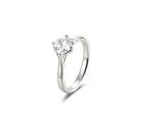 Stfery Alliances en or blanc 9 K/14 K/18 carats pour femme, bague solitaire classique en moissanite à griffes carrées en or véritable, 47 (15.0), Métal, Moissanite