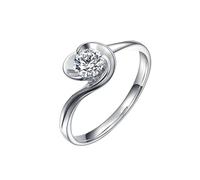 Stfery Alliances en or blanc 9 K/14 K/18 carats, solitaire torsadé classique, pour femme, alliance avec diamant de laboratoire 0,5 ct Taille 47-65, 47 (15.0), Métal, Diamant