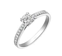 Stfery Alliances en or blanc 9K/14K/18K en diamant créé, bague de fiançailles classique à 4 griffes avec diamant 0,4 ct cultivé en laboratoire personnalisé, T 1/2, Métal, Diamant créé