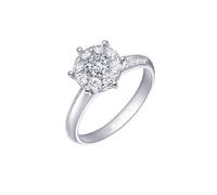 Stfery Alliances en or blanc véritable - Bouquet classique pour femme - Bague de demande en diamant naturel 0,4 ct - Taille 47-65, 51 (16.2), Métal, Diamant
