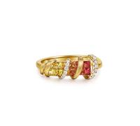 Stfery Alliances en or jaune 9 K/14 K/18 carats avec saphir coloré pour femme avec pierre précieuse naturelle et diamant - Taille 47 à 65, 53 (16.9), Métal, Diamant Saphir coloré diamant