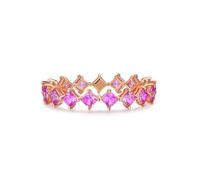 Stfery Alliances en or rose 9K/14K/18K pour femme, bague d'éternité élégante avec saphirs roses naturels carrés de 1,4 ct personnalisés, 6.5, Métal, Saphir rose