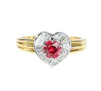 Stfery Au750 Bague en or 18 carats pour femme, alliance avec rubis, bague en diamant véritable, 56 (17,8), Métal, Rubis Diamant