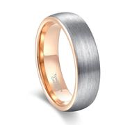 Stfery Bague Acier Tungstène Homme Bicolore Brossée, Anneau Courbe Or Rose 6mm Classique Taille 47