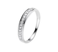 Stfery Bague classique demi-éternité en or blanc véritable avec diamant naturel 0,2 ct Taille 47-65, 56 (17,8), Métal, Diamant