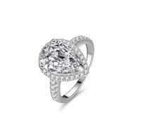 Stfery Bague cocktail en or blanc 18 carats avec pierre précieuse en forme de goutte d'eau et moissanite personnalisée pour femme, 8.5, Métal, Moissanite