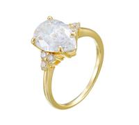 Stfery Bague cocktail en or véritable 9 carats avec pierre précieuse en forme de goutte d'eau et moissanite personnalisée pour femme, 10, Métal, Moissanite