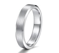 Stfery Bague Couple Acier Tungstène Brossée Couple, Bague Biseauté Argenté 4mm Unisexe Classique Taille 47