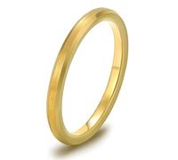 Stfery Bague Couple Acier Tungstène Brossée Couple, Bague Biseauté Doré 2mm Unisexe Classique Taille 48