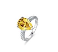 Stfery Bague de cocktail en or blanc 18 carats avec pierre précieuse en forme de goutte d'eau pour elle, bague de fiançailles en moissanite 4 carats personnalisée, 5, Métal, Moissanite