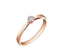 Stfery Bague de demande en or rose véritable pour femme - Solitaire classique à quatre griffes - Bague de fiançailles avec diamant naturel 0,2 ct - Taille 47 à 65, 56 (17,8), Métal, Diamant