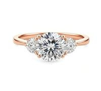 Stfery Bague de fiançailles en or 18 carats avec triple pierre et moissanite personnalisée pour femme, 7.5, Métal, Moissanite