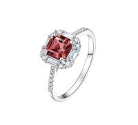 Stfery Bague de fiançailles en or 9K/14K/18K, bague de fiançailles carrée élégante pour femme, bague d'anniversaire en or blanc avec tourmaline 1 ct et diamants pavés personnalisés, 8, Métal
