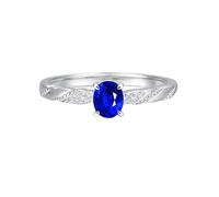 Stfery Bague de fiançailles en or blanc 18 carats avec saphir, bague solitaire classique avec design enroulé, bague de demande en saphir naturel 0,4 ct et diamant taille 47-65, 53 (16.9), Métal