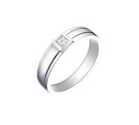 Stfery Bague de fiançailles en or blanc 9 K/14 K/18 carats - Bague de fiançailles classique cannelée avec solitaire carré pour homme - Alliances en diamant naturel 0,15 ct - Taille 47 à 65, 58 (18,5