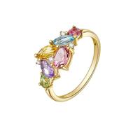 Stfery Bague de fiançailles en or jaune 9K/14K/18K avec topaze, tourmaline, péridot, améthyste, citrine et diamants personnalisés, 7, Métal, Pierres naturelles Diamant
