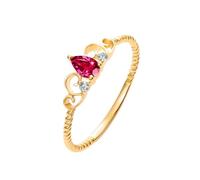 Stfery Bague de fiançailles en or jaune 9K/14K/18K, bague torsadée élégante pour femme, bague de promesse en or avec rubis naturel poire 0,35 ct et diamants personnalisés, 6, Métal, Rubis Diamant