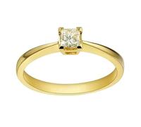 Stfery Bague de fiançailles en or jaune véritable avec solitaire carré classique pour femme avec diamant naturel 0,25 ct Taille 47-65, 58 (18,5), Métal, Diamant