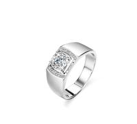 Stfery Bague de Fiançailles Homme Or 9 carats, Anneau Incrusté de Moissanite 1ct, Bague Chevalière en Or Blanc 375 Classique Taille 61
