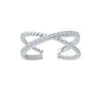 Stfery Bague de fiançailles pour femme taille ronde blanc moissanite or blanc 14 carats bague réglable 45 (14,3)-62 (19,7)