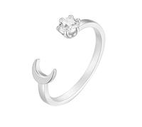 Stfery Bague de mariage 4 x 4 mm taille ronde blanche moissanite or blanc 14 carats lune bague 45 (14,3)-62 (19,7)