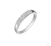 Stfery Bague de mariage en or blanc 9 K/14 K/18 carats pour femme, élégante bague de fiançailles en or blanc pavé à trois rangées avec diamant naturel 0,2 ct personnalisé, T 1/2, Métal, Diamant