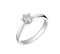Stfery Bague de mariage en or blanc véritable pour femme - Solitaire classique à six griffes - Avec diamant naturel 0,5 ct - Taille 47 à 65, 60 (19,1), Métal, Diamant