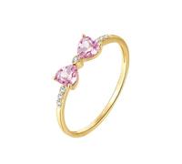 Stfery Bague de mariage en or jaune 9K/14K/18K, élégante bague de fiançailles avec tourmaline rose 0,4 ct et diamants en or véritable personnalisée, 4.5, Métal, Tourmaline Diamant