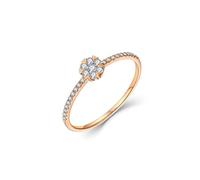 Stfery Bague de promesse en or 9 K/14 K/18 carats avec flocon de neige en forme de cœur pour femme, bagues de fiançailles avec diamants naturels or rose personnalisé, 5, Métal, Diamant