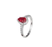 Stfery Bague de promesse en or 9 K/14 K/18 carats en ru réé, bague élégante en forme de goutte d'eau pour femme, bague d'anniversaire en or blanc avec ru ultivé en laboratoire à 3 griffes 1,2