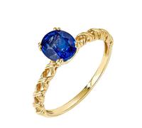 Stfery Bague de promesse en or 9K/14K/18K en saphir créé, bague solitaire tressée vintage pour femme, alliances en or jaune avec saphir ovale 1 ct cultivé en laboratoire personnalisé, 10, Métal