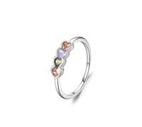 Stfery Bague de promesse en or blanc 18 carats avec améthyste péridot citrine cœur en or véritable, multi-pierres précieuses personnalisées pour femme, 9.5, Métal, Améthyste péridot citrine