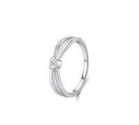 Stfery Bague de promesse en or blanc 18 carats avec cœur cultivé en laboratoire en or véritable, nœud de l'infini, bague de promesse personnalisée pour femme, 4.5, Métal, Diamant créé