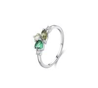 Stfery Bague de promesse en or blanc 18 carats avec pierres précieuses et émeraudes cultivées en laboratoire pour femme, 6.5, Métal, Moissanite Émeraude cultivée en laboratoire Moissanite