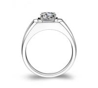 Stfery Bague de promesse en or blanc 9K/14K/18K, chevalière carrée classique pour homme, bague de promesse en or avec diamant naturel 0,5 ct personnalisé, 13, Métal, Diamant