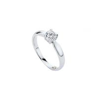Stfery Bague de promesse en or blanc 9K/14K/18K, cœur classique à 4 griffes rond solitaire pour femme, bague de mariage en or véritable avec diamant naturel 0,5 ct personnalisé, 6, Métal, Diamant