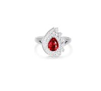 Stfery Bague de promesse en or blanc 9K/14K/18K en ru réé, élégante bague de cocktail pavé en forme de larme pour femme, bague de fiançailles en or véritable avec ru t moissanite cultivés en