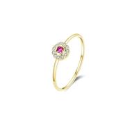 Stfery Bague de promesse en or jaune 9 K/14 carats avec rubis créé en laboratoire pour femme, 7.5, Or jaune 9 carats, Rubis créé en laboratoire