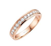 Stfery Bague demi-éternité classique en or rose 9 K/14 K/18 carats pour femme, bague de promesse en or véritable avec moissanites 0,5 ct personnalisées, 6, Métal, Moissanite