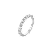 Stfery Bague demi-éternité en or blanc 18 carats pour femme, bague empilable en moissanite en or véritable personnalisée, 6.5, Métal, Moissanite