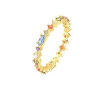 Stfery Bague d'éternité en or jaune 9 K/14 carats avec pierres précieuses et oxyde de zirconium pour femme, 4.5, Or jaune, Zircone cubique