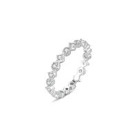 Stfery Bague empilable en or blanc 18 carats pour femme, bague éternité moissanite en or véritable personnalisée, 6.5, Métal, Moissanite