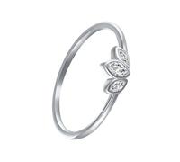 Stfery Bague empilable en or blanc 9/14 carats avec lunette en moissanite pour femme, 5, Or blanc 9 carats, Moissanite