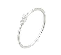 Stfery Bague empilable en or blanc 9/14 carats avec triple pierre et moissanite pour femme, 4, Or blanc 9 carats, Moissanite